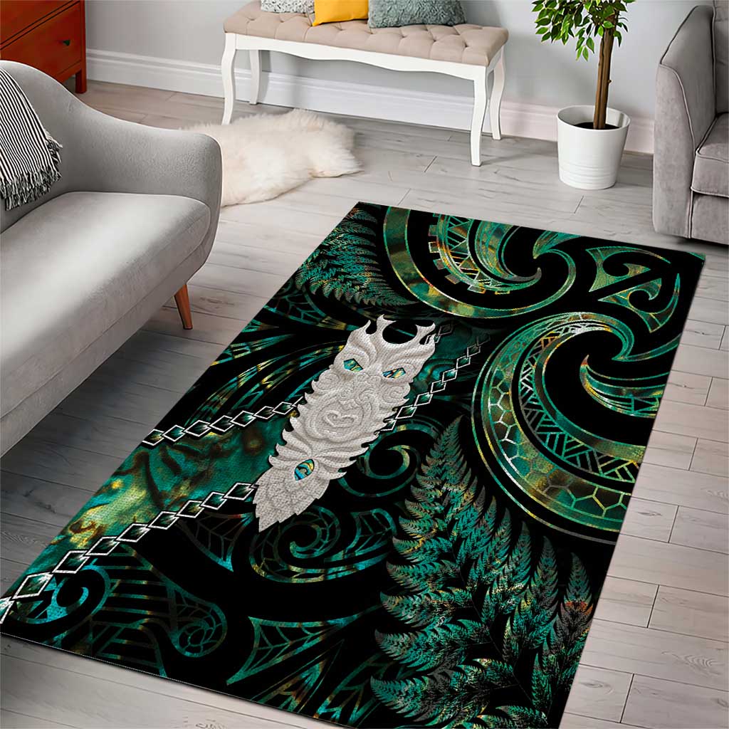 New Zealand Aotearoa Area Rug Maori Tane Te Waiora Paua Shell Glitter Green LT05 - Polynesian Pride