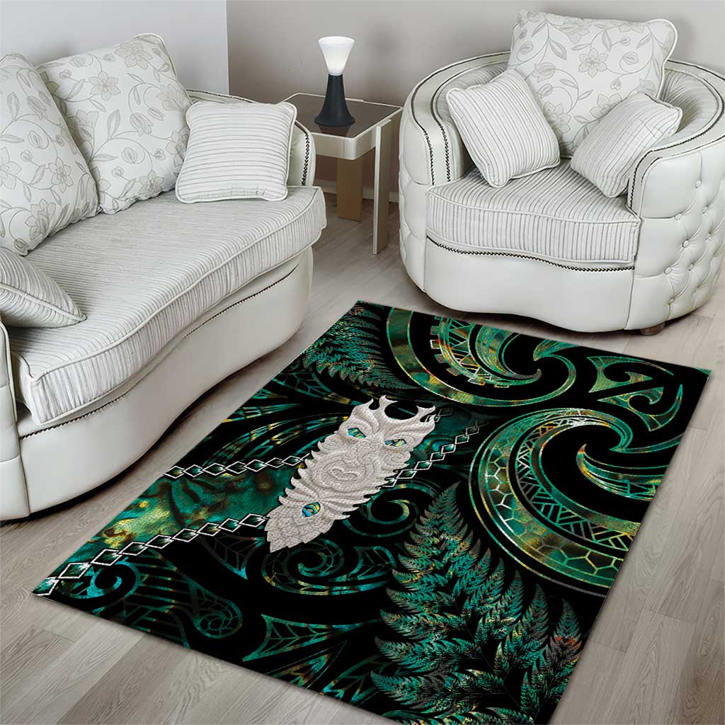 New Zealand Aotearoa Area Rug Maori Tane Te Waiora Paua Shell Glitter Green LT05 - Polynesian Pride