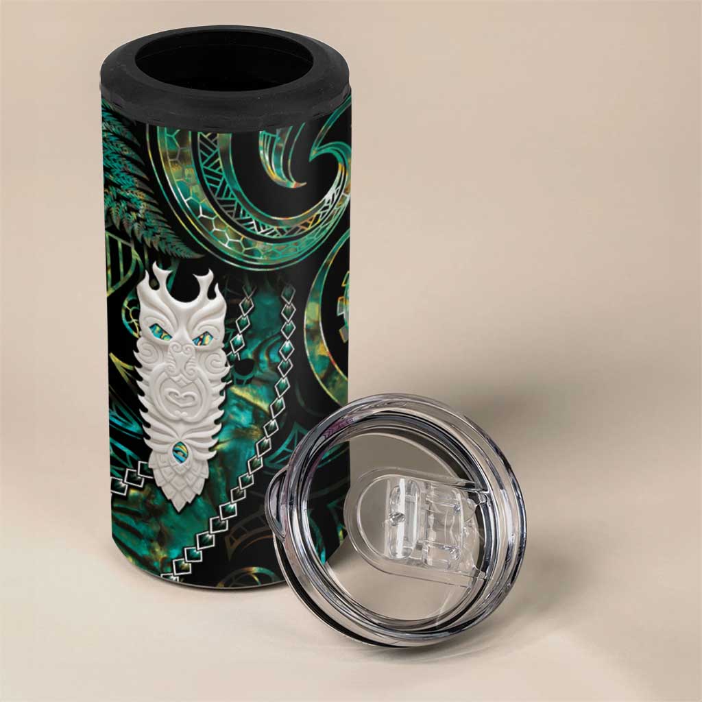 New Zealand Aotearoa 4 in 1 Can Cooler Tumbler Maori Tane Te Waiora Paua Shell Glitter Green LT05 - Polynesian Pride