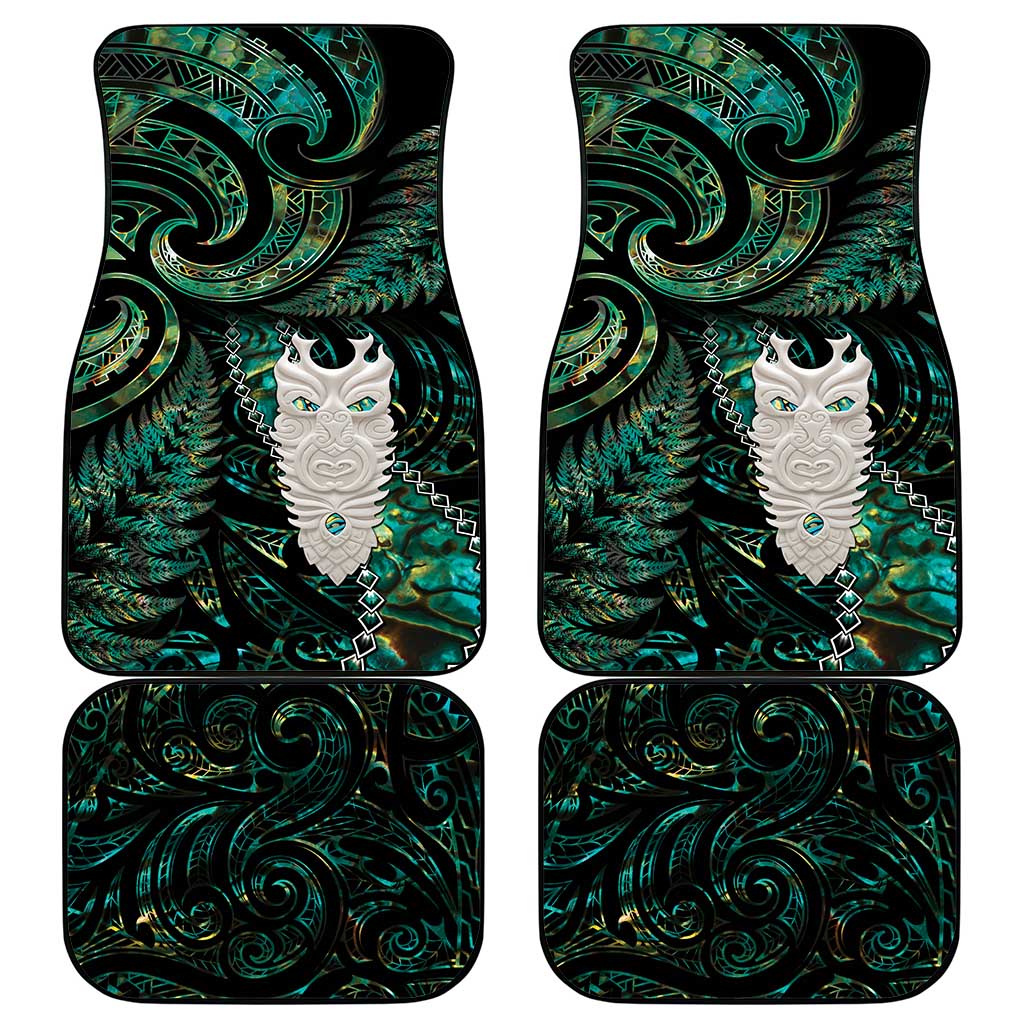 New Zealand Aotearoa Car Mats Maori Tane Te Waiora Paua Shell Glitter Green LT05 - Polynesian Pride