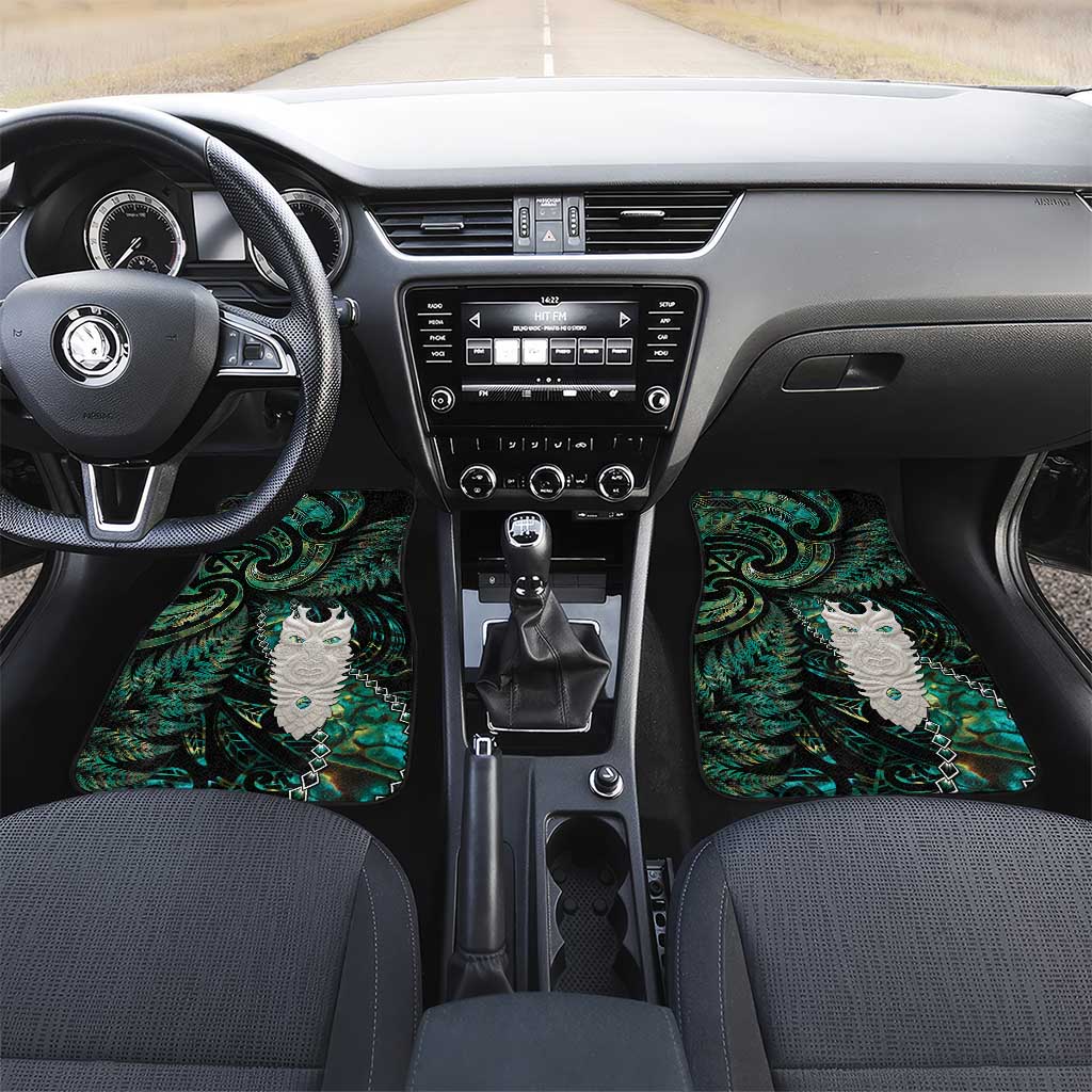 New Zealand Aotearoa Car Mats Maori Tane Te Waiora Paua Shell Glitter Green LT05 Set 2pcs - Front Green - Polynesian Pride