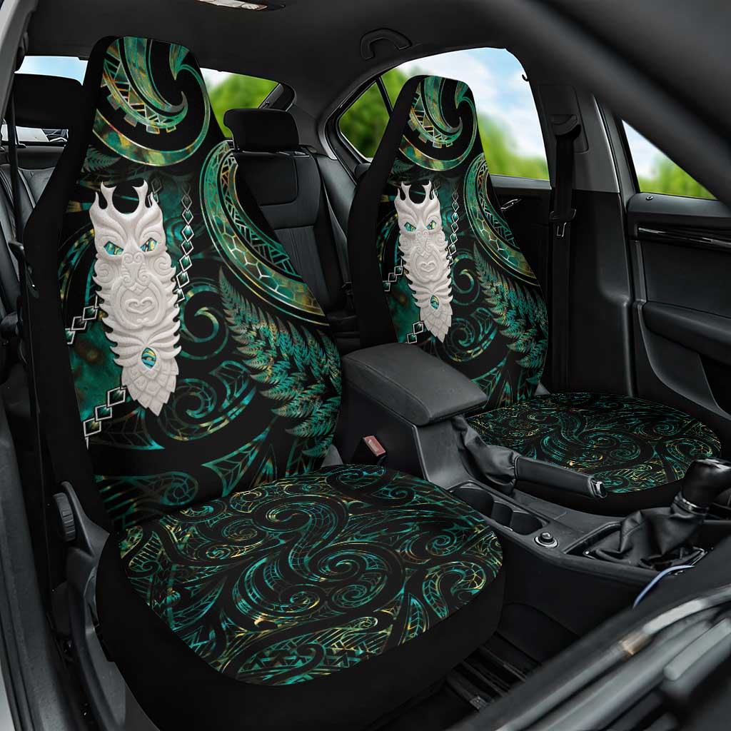 New Zealand Aotearoa Car Seat Cover Maori Tane Te Waiora Paua Shell Glitter Green LT05 One Size Green - Polynesian Pride