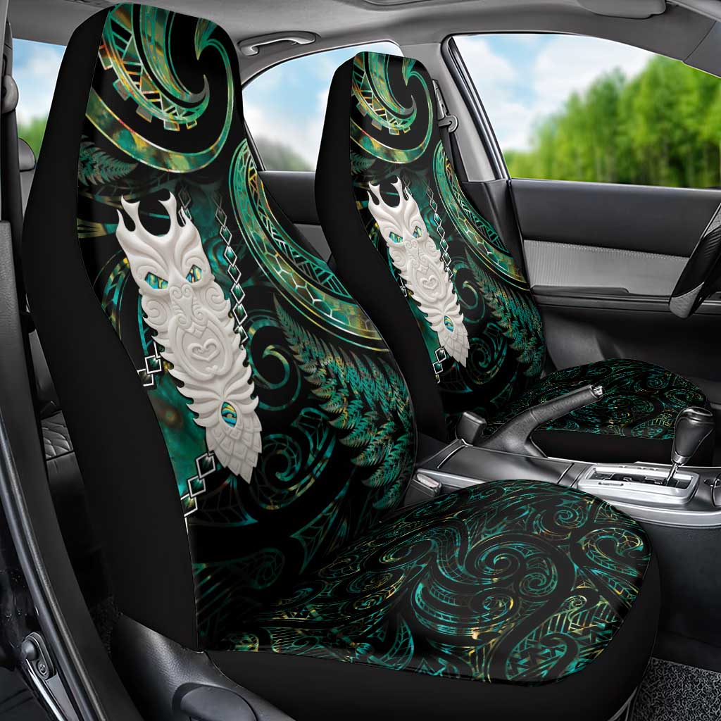 New Zealand Aotearoa Car Seat Cover Maori Tane Te Waiora Paua Shell Glitter Green LT05 - Polynesian Pride