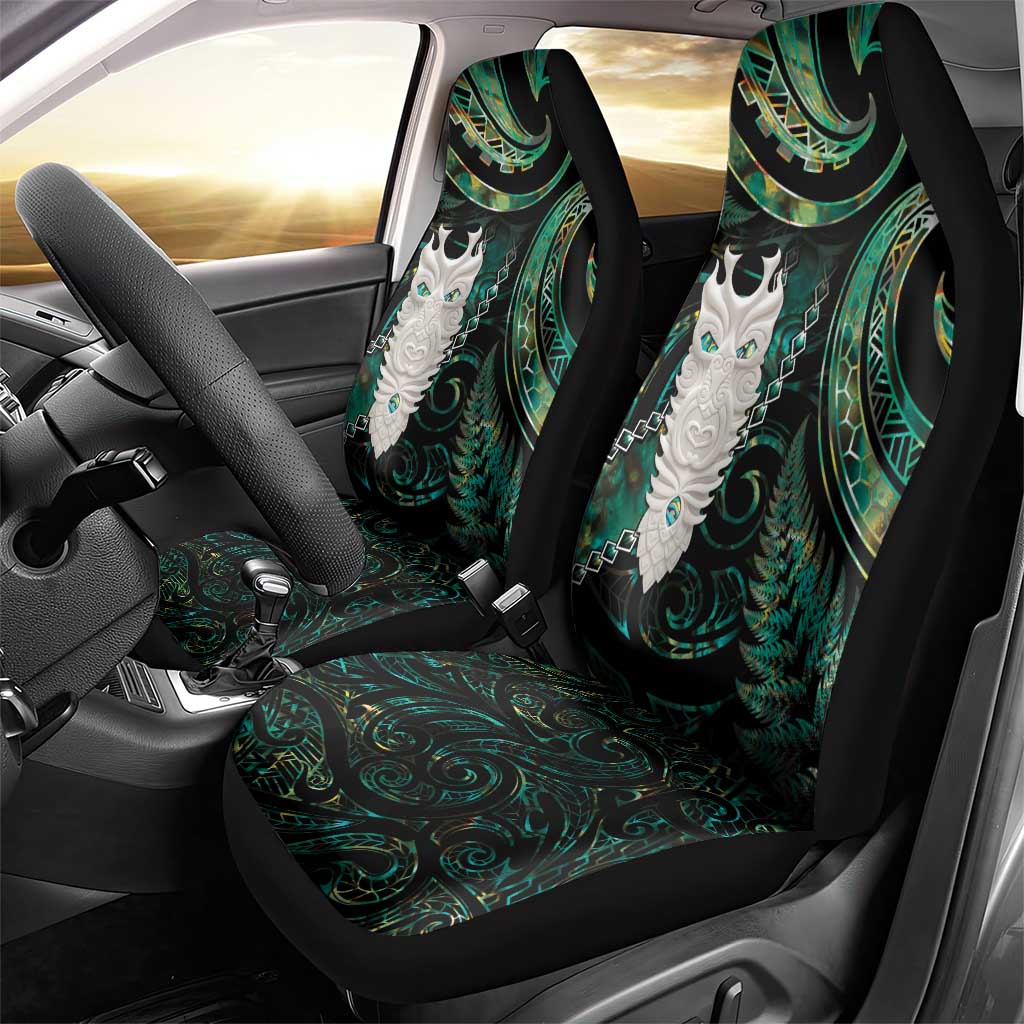 New Zealand Aotearoa Car Seat Cover Maori Tane Te Waiora Paua Shell Glitter Green LT05 - Polynesian Pride
