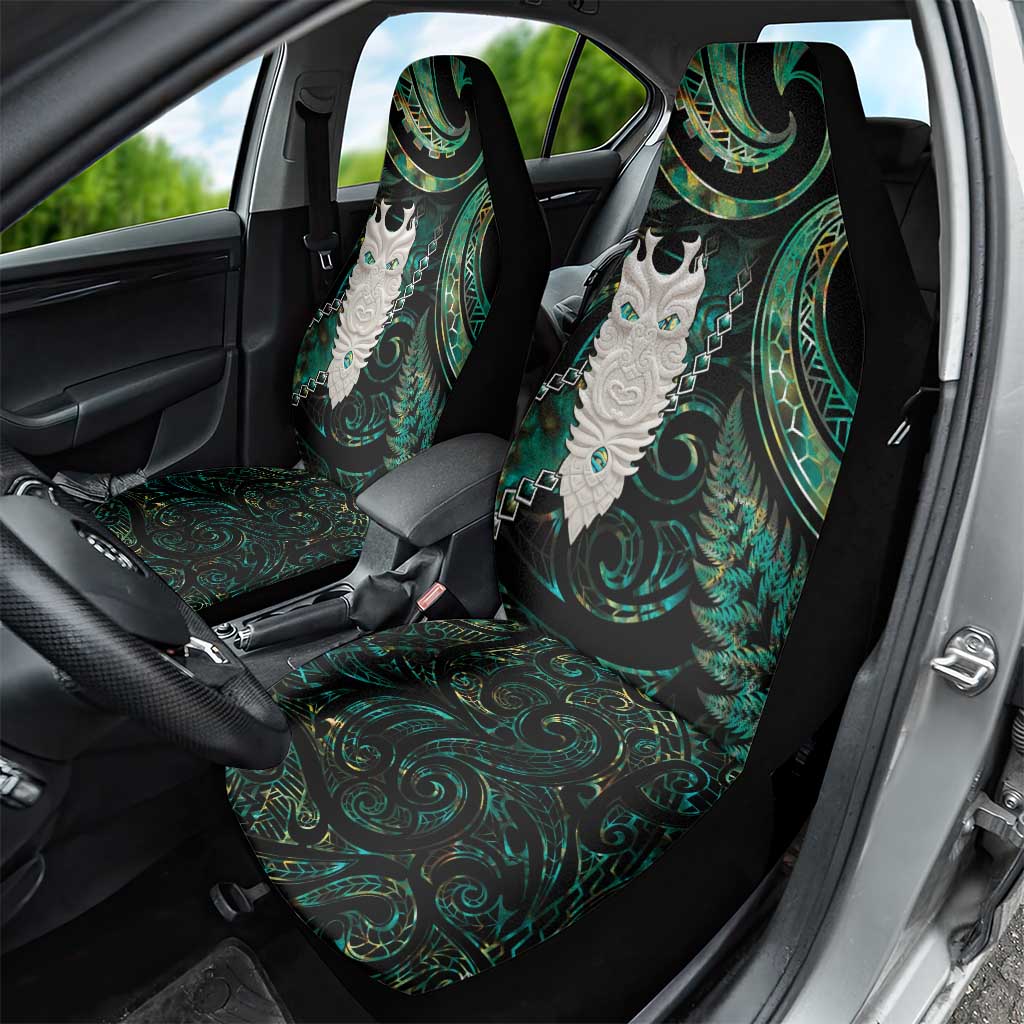 New Zealand Aotearoa Car Seat Cover Maori Tane Te Waiora Paua Shell Glitter Green LT05 - Polynesian Pride