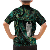 New Zealand Aotearoa Family Matching Mermaid Dress and Hawaiian Shirt Maori Tane Te Waiora Paua Shell Glitter Green LT05 - Polynesian Pride