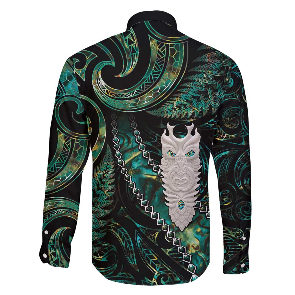 New Zealand Aotearoa Family Matching Mermaid Dress and Hawaiian Shirt Maori Tane Te Waiora Paua Shell Glitter Green LT05 - Polynesian Pride
