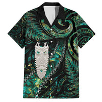 New Zealand Aotearoa Family Matching Summer Maxi Dress and Hawaiian Shirt Maori Tane Te Waiora Paua Shell Glitter Green LT05 Dad's Shirt - Short Sleeve Green - Polynesian Pride