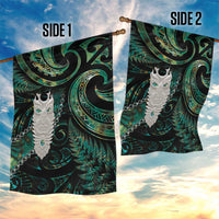 New Zealand Aotearoa Garden Flag Maori Tane Te Waiora Paua Shell Glitter Green LT05 - Polynesian Pride