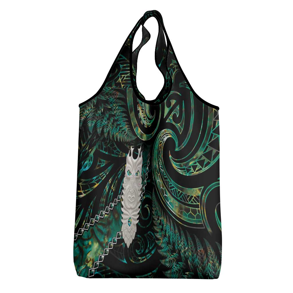 New Zealand Aotearoa Grocery Bag Maori Tane Te Waiora Paua Shell Glitter Green LT05 - Polynesian Pride
