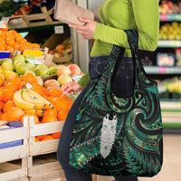 New Zealand Aotearoa Grocery Bag Maori Tane Te Waiora Paua Shell Glitter Green LT05 - Polynesian Pride