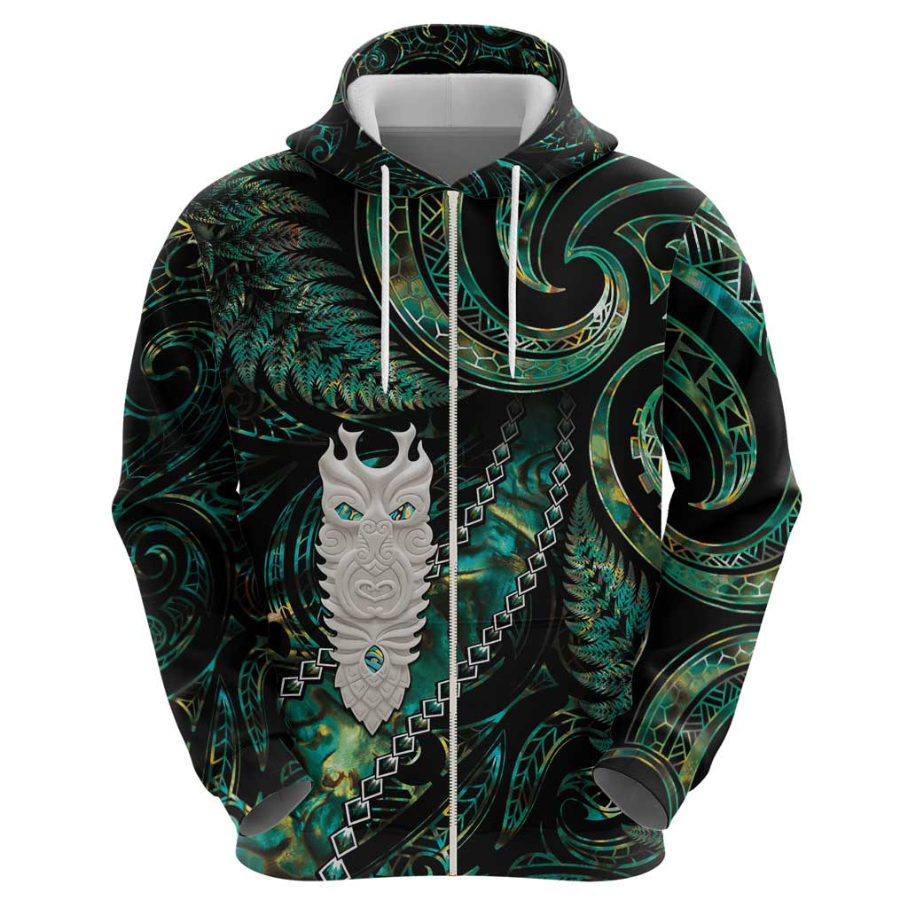 New Zealand Aotearoa Hoodie Maori Tane Te Waiora Paua Shell Glitter Green LT05 - Polynesian Pride