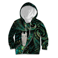 New Zealand Aotearoa Kid Hoodie Maori Tane Te Waiora Paua Shell Glitter Green LT05 Hoodie Green - Polynesian Pride