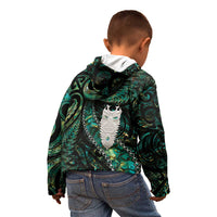 New Zealand Aotearoa Kid Hoodie Maori Tane Te Waiora Paua Shell Glitter Green LT05 - Polynesian Pride