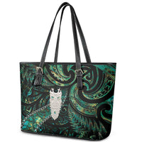 New Zealand Aotearoa Leather Tote Bag Maori Tane Te Waiora Paua Shell Glitter Green LT05 - Polynesian Pride