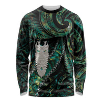 New Zealand Aotearoa Long Sleeve Shirt Maori Tane Te Waiora Paua Shell Glitter Green LT05 Unisex Green - Polynesian Pride