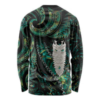 New Zealand Aotearoa Long Sleeve Shirt Maori Tane Te Waiora Paua Shell Glitter Green LT05 - Polynesian Pride