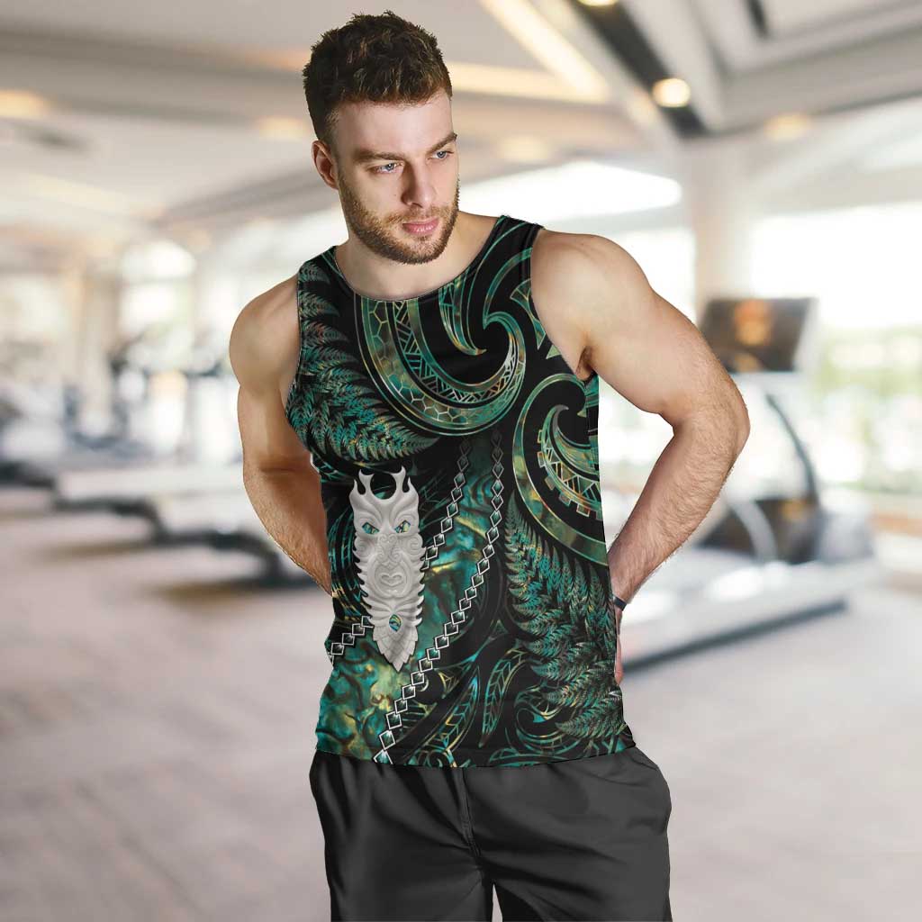 New Zealand Aotearoa Men Tank Top Maori Tane Te Waiora Paua Shell Glitter Green LT05 Green - Polynesian Pride