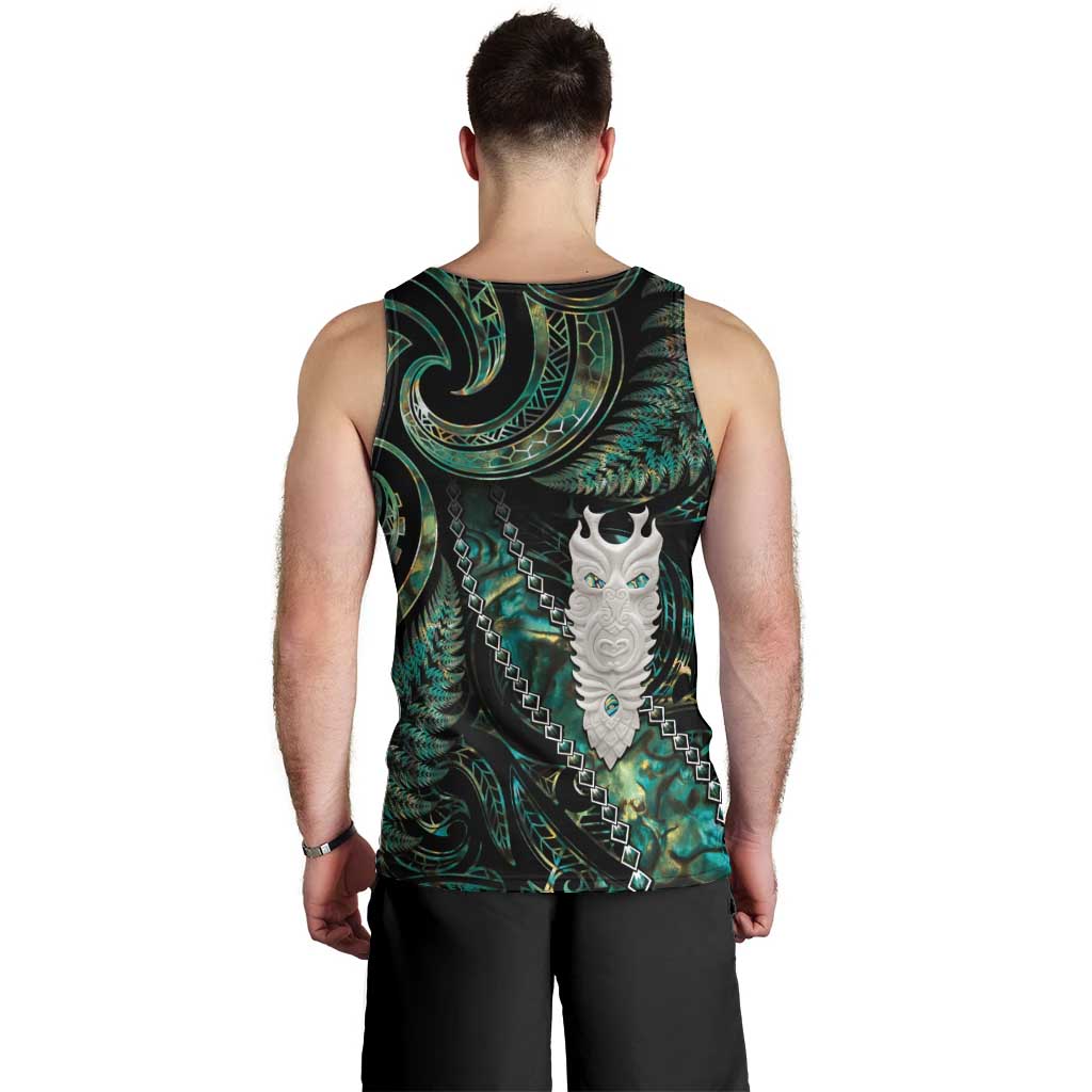 New Zealand Aotearoa Men Tank Top Maori Tane Te Waiora Paua Shell Glitter Green LT05 - Polynesian Pride