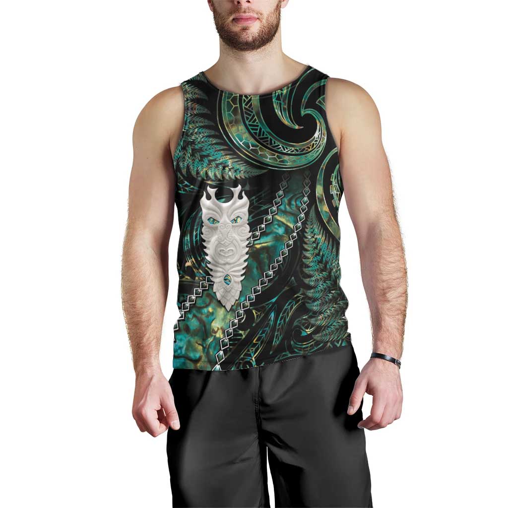 New Zealand Aotearoa Men Tank Top Maori Tane Te Waiora Paua Shell Glitter Green LT05 - Polynesian Pride