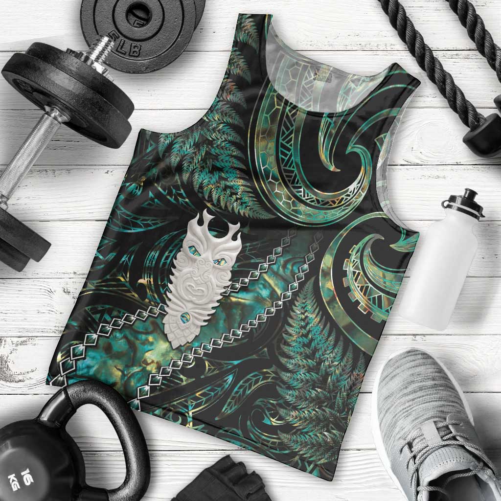 New Zealand Aotearoa Men Tank Top Maori Tane Te Waiora Paua Shell Glitter Green LT05 - Polynesian Pride