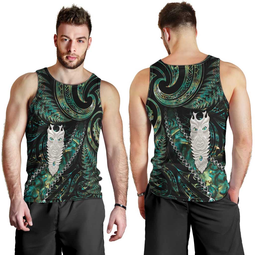 New Zealand Aotearoa Men Tank Top Maori Tane Te Waiora Paua Shell Glitter Green LT05 - Polynesian Pride