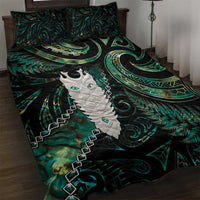 New Zealand Aotearoa Quilt Bed Set Maori Tane Te Waiora Paua Shell Glitter Green LT05 Green - Polynesian Pride