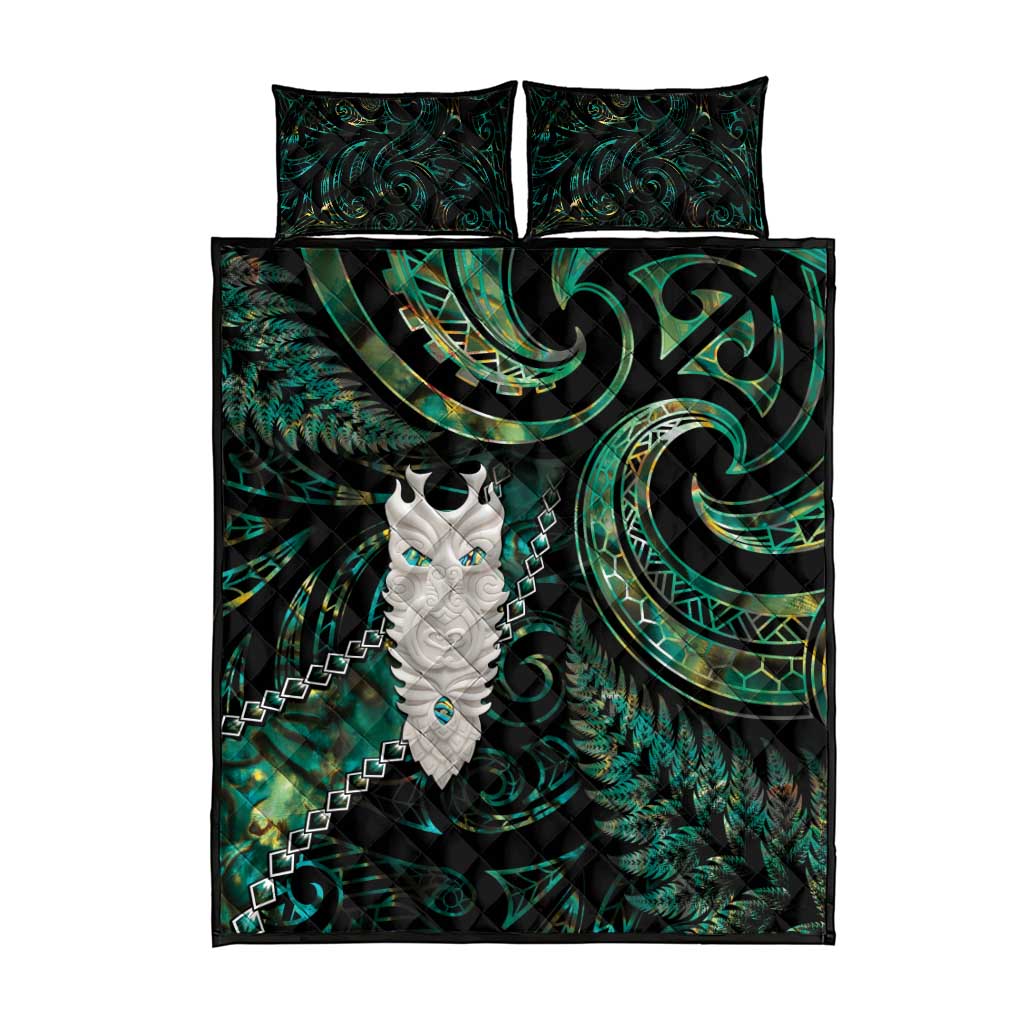 New Zealand Aotearoa Quilt Bed Set Maori Tane Te Waiora Paua Shell Glitter Green LT05 - Polynesian Pride