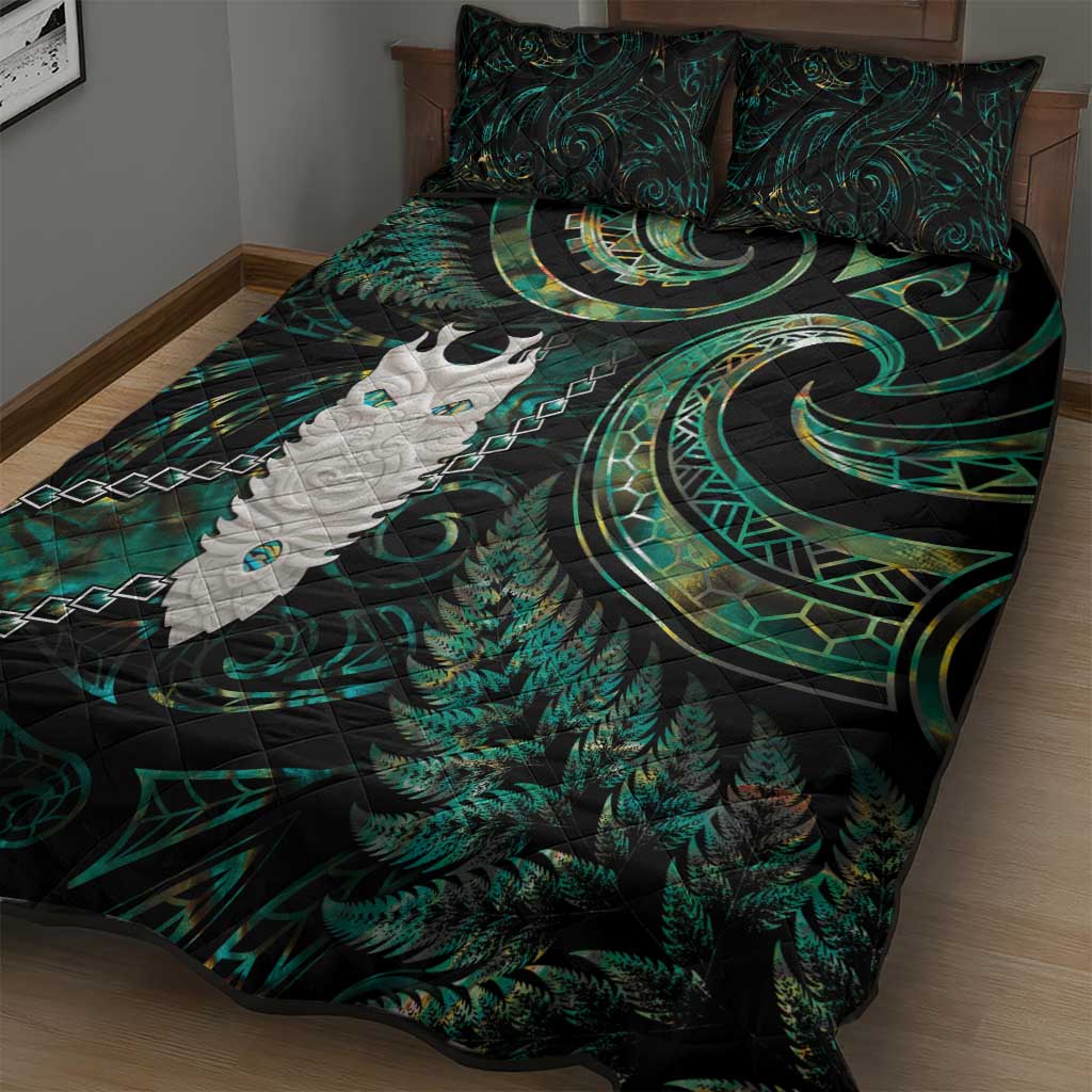 New Zealand Aotearoa Quilt Bed Set Maori Tane Te Waiora Paua Shell Glitter Green LT05 - Polynesian Pride