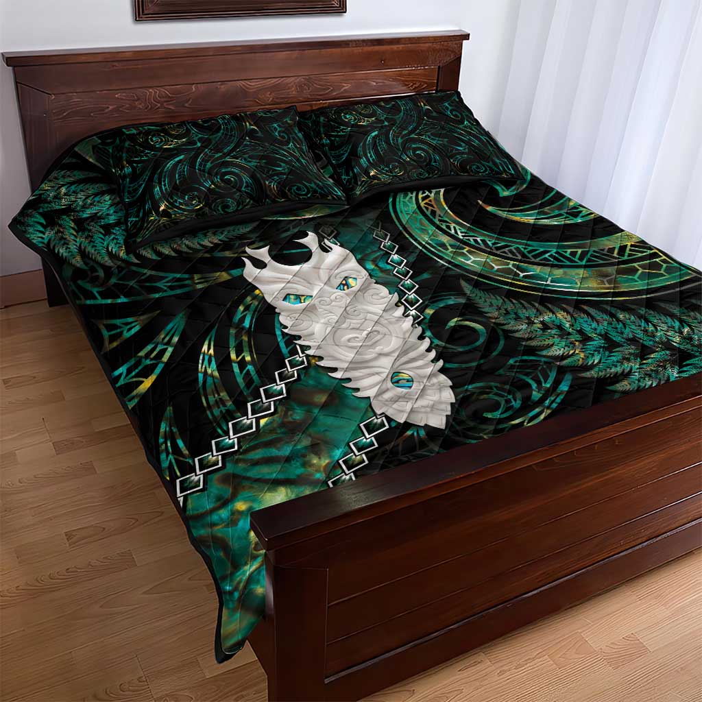 New Zealand Aotearoa Quilt Bed Set Maori Tane Te Waiora Paua Shell Glitter Green LT05 - Polynesian Pride