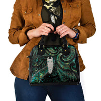 New Zealand Aotearoa Shoulder Handbag Maori Tane Te Waiora Paua Shell Glitter Green