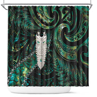 New Zealand Aotearoa Shower Curtain Maori Tane Te Waiora Paua Shell Glitter Green LT05 Green - Polynesian Pride