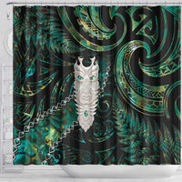New Zealand Aotearoa Shower Curtain Maori Tane Te Waiora Paua Shell Glitter Green LT05 - Polynesian Pride