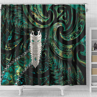 New Zealand Aotearoa Shower Curtain Maori Tane Te Waiora Paua Shell Glitter Green LT05 - Polynesian Pride