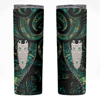 New Zealand Aotearoa Skinny Tumbler Maori Tane Te Waiora Paua Shell Glitter Green LT05 Green - Polynesian Pride