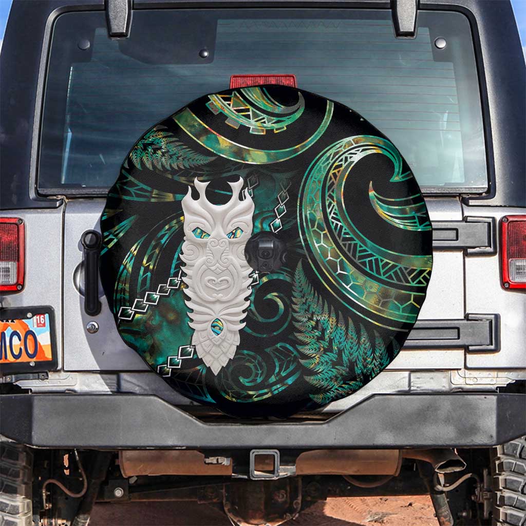 New Zealand Aotearoa Spare Tire Cover Maori Tane Te Waiora Paua Shell Glitter Green LT05 Green - Polynesian Pride