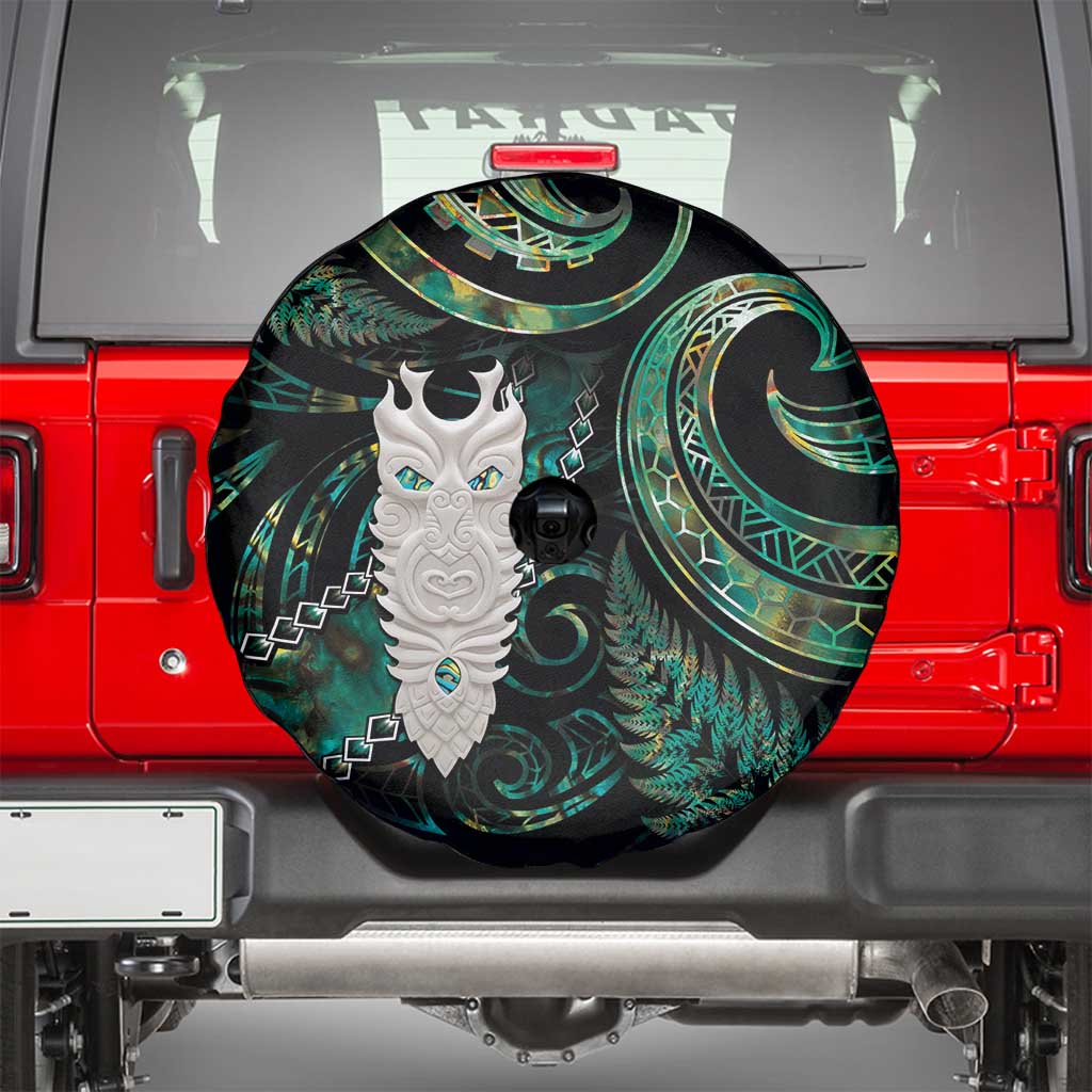 New Zealand Aotearoa Spare Tire Cover Maori Tane Te Waiora Paua Shell Glitter Green LT05 - Polynesian Pride