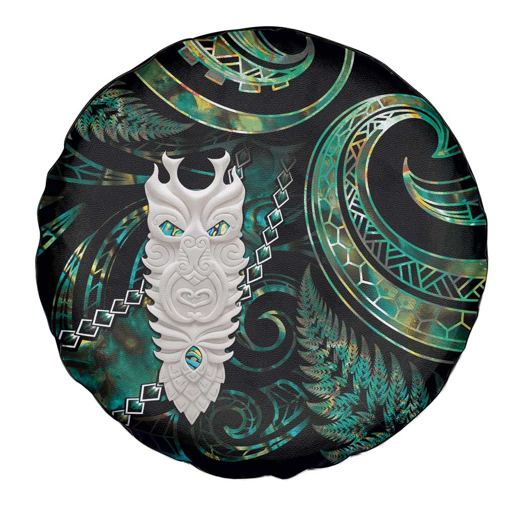 New Zealand Aotearoa Spare Tire Cover Maori Tane Te Waiora Paua Shell Glitter Green LT05 - Polynesian Pride