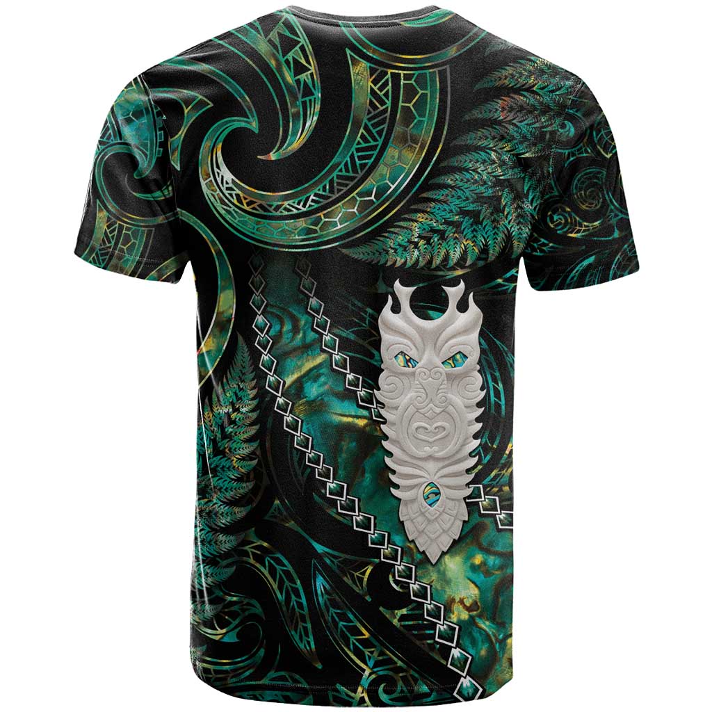 New Zealand Aotearoa T Shirt Maori Tane Te Waiora Paua Shell Glitter Green LT05 - Polynesian Pride