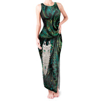 New Zealand Aotearoa Tank Maxi Dress Maori Tane Te Waiora Paua Shell Glitter Green LT05 Women Green - Polynesian Pride
