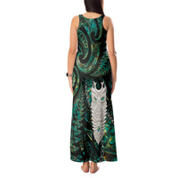 New Zealand Aotearoa Tank Maxi Dress Maori Tane Te Waiora Paua Shell Glitter Green LT05 - Polynesian Pride