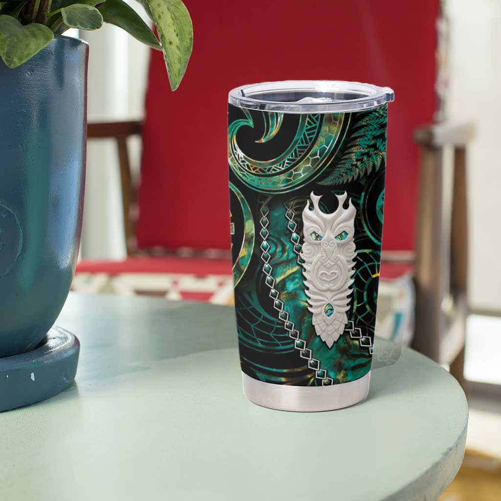 New Zealand Aotearoa Tumbler Cup Maori Tane Te Waiora Paua Shell Glitter Green LT05 - Polynesian Pride