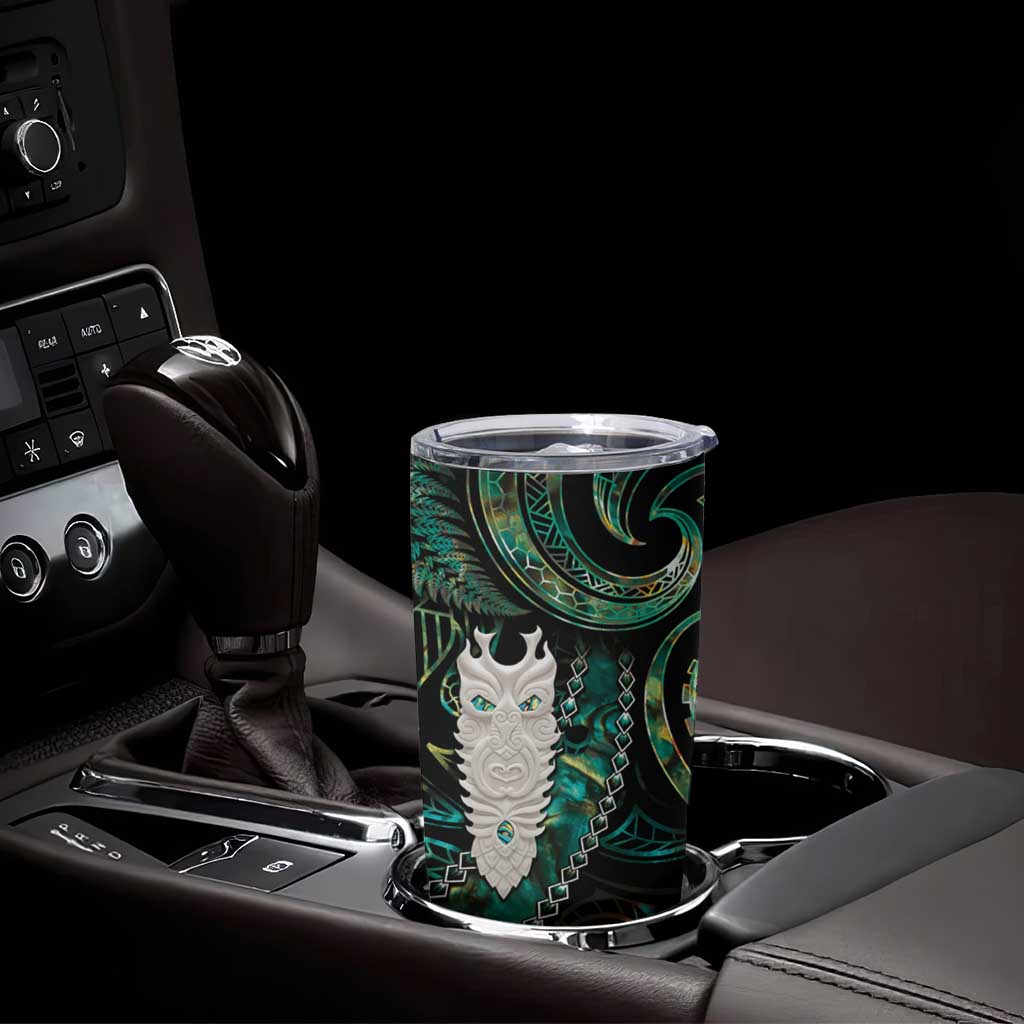 New Zealand Aotearoa Tumbler Cup Maori Tane Te Waiora Paua Shell Glitter Green LT05 - Polynesian Pride