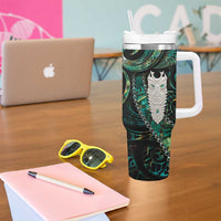 New Zealand Aotearoa Tumbler With Handle Maori Tane Te Waiora Paua Shell Glitter Green LT05 - Polynesian Pride