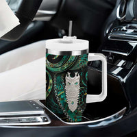 New Zealand Aotearoa Tumbler With Handle Maori Tane Te Waiora Paua Shell Glitter Green LT05 - Polynesian Pride