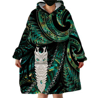 New Zealand Aotearoa Wearable Blanket Hoodie Maori Tane Te Waiora Paua Shell Glitter Green LT05 - Polynesian Pride
