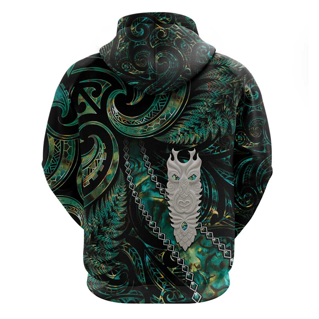 New Zealand Aotearoa Zip Hoodie Maori Tane Te Waiora Paua Shell Glitter Green LT05 - Polynesian Pride