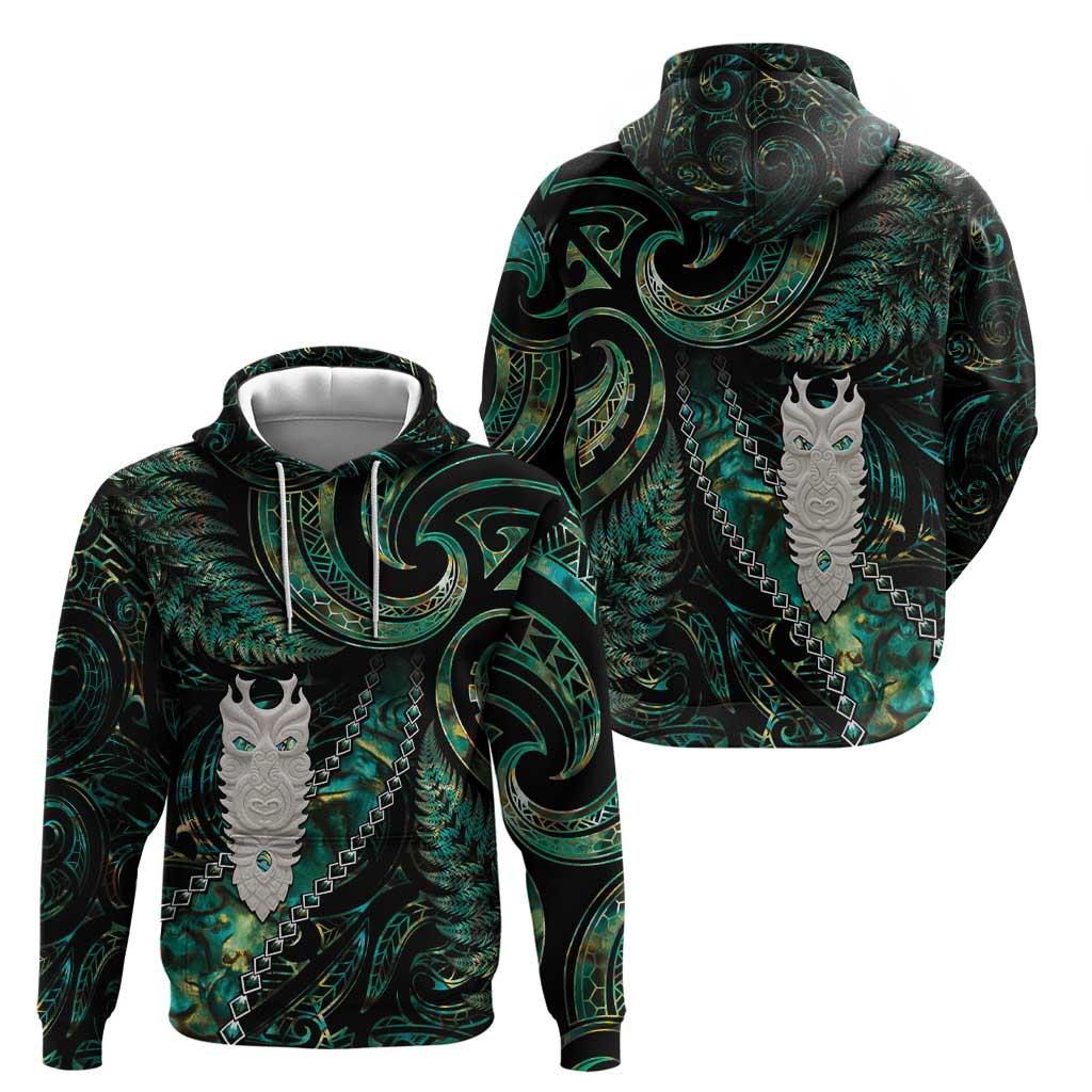 New Zealand Aotearoa Zip Hoodie Maori Tane Te Waiora Paua Shell Glitter Green LT05 - Polynesian Pride
