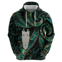 New Zealand Aotearoa Zip Hoodie Maori Tane Te Waiora Paua Shell Glitter Green LT05 - Polynesian Pride
