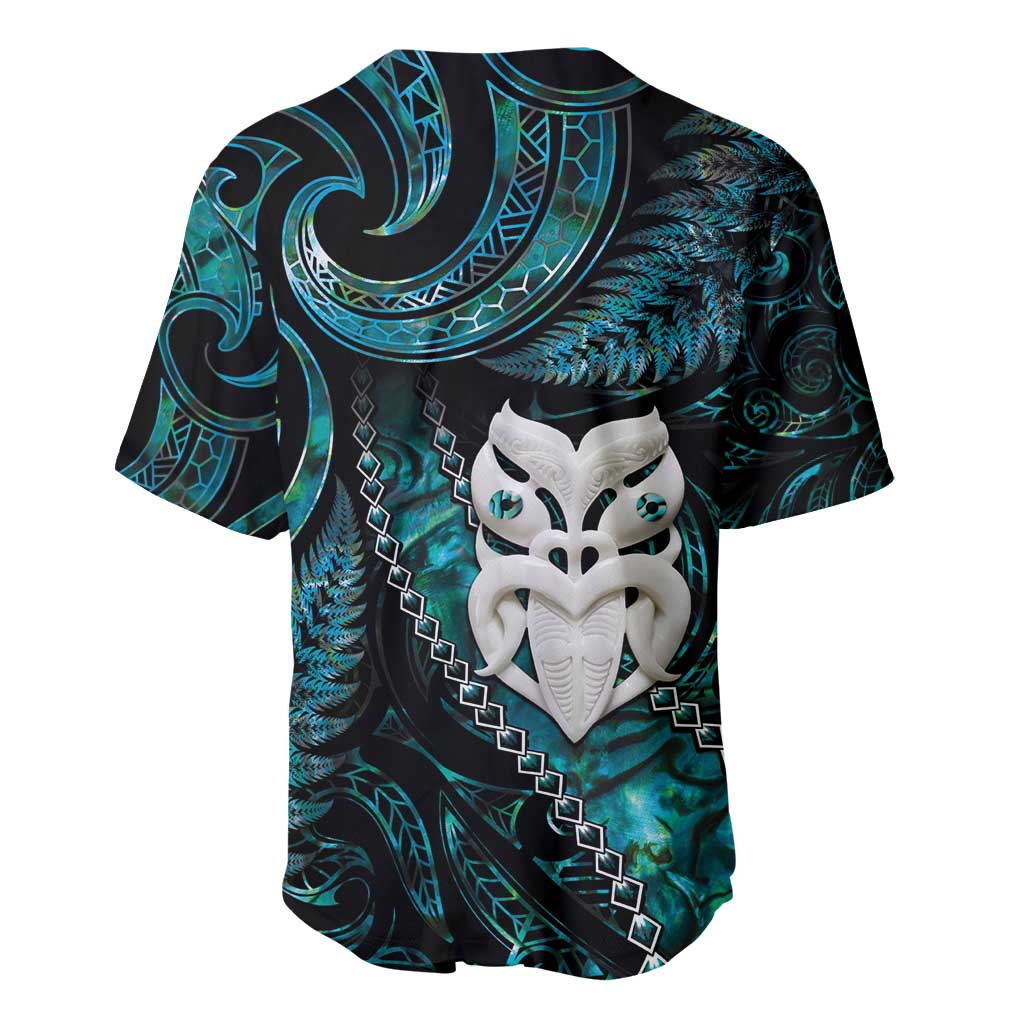 New Zealand Aotearoa Baseball Jersey Maori Wheku Paua Shell Glitter Turquoise LT05 - Polynesian Pride
